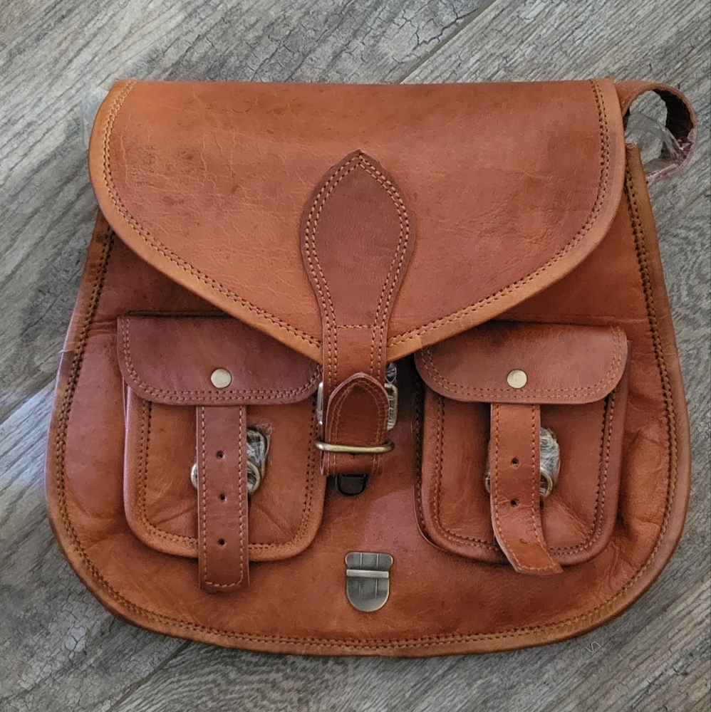FIRU Goat Leather Saddle Handbag Handmade Crossbody Western Vintage Inspired NEW